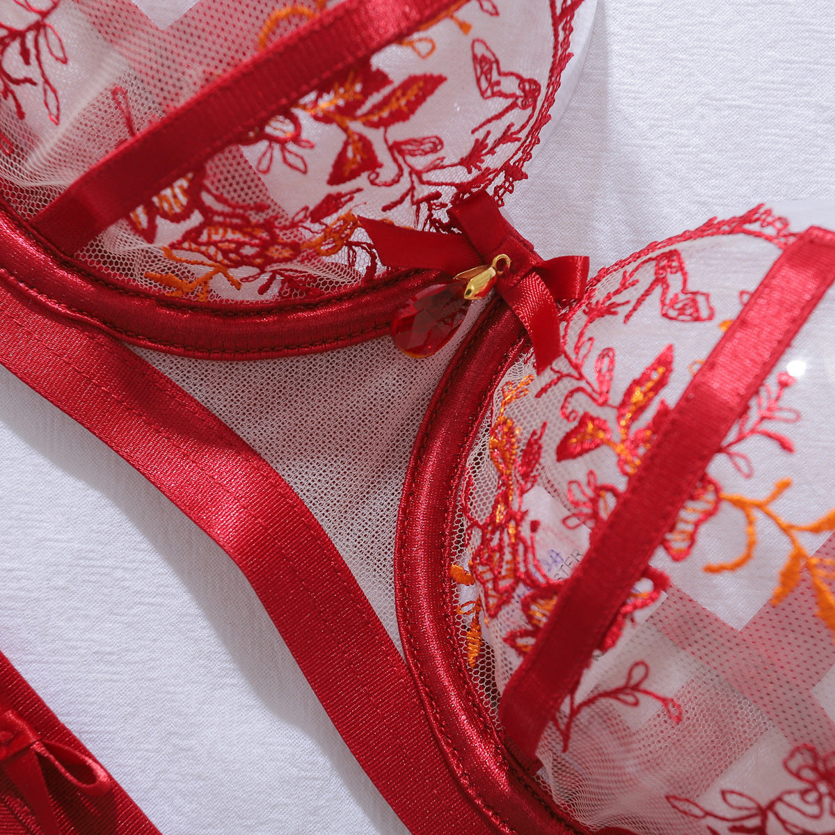 Crimson Kiss Lingerie & Garter Set