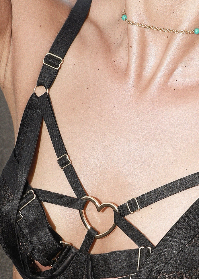 Noir Heart Lingerie & Garter Set